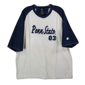 Vtg Y2K Penn State 03 Starter Short Sleeve T Shirt Sz XL Blue White Varsity